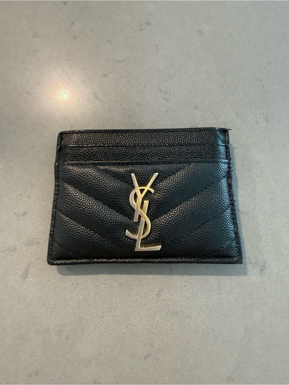 Cassandre Matelassé Card Case in Grain De Poudre Leather